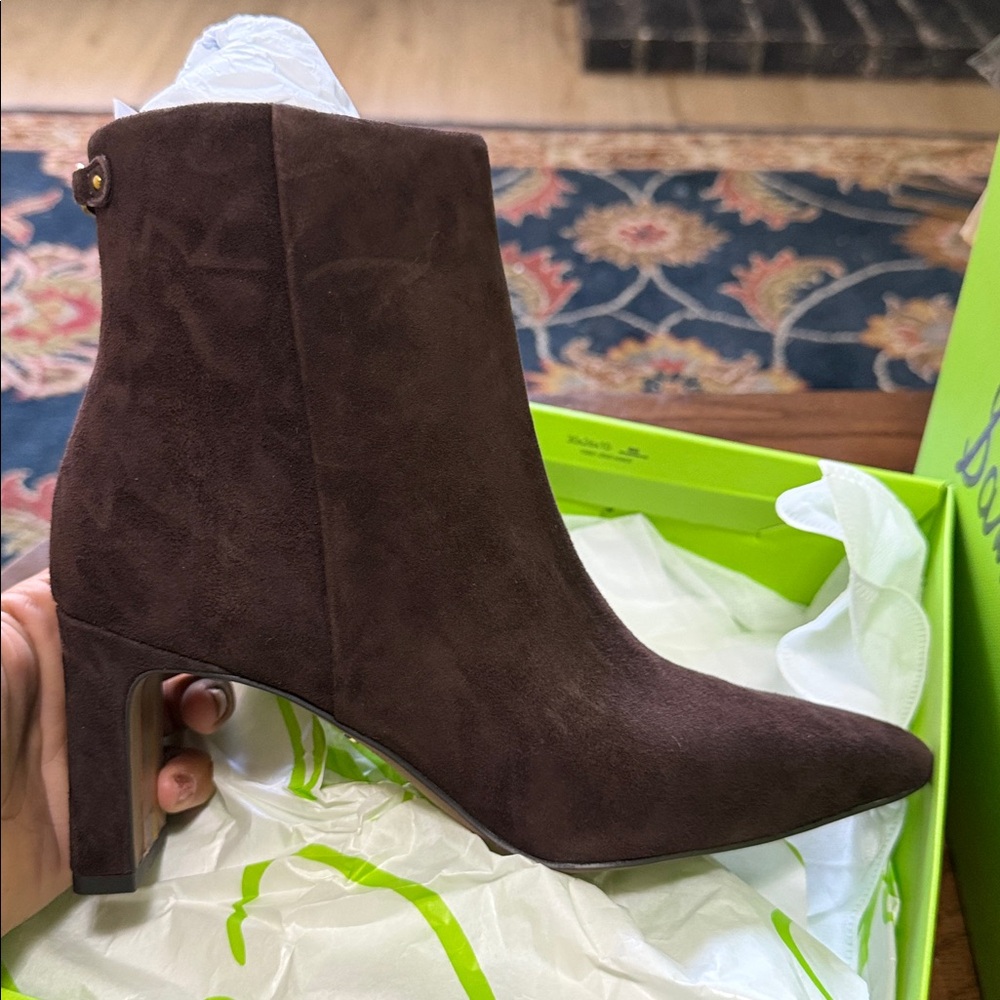 Sam Edelman Saige Dark Brown Suede Ankle Boots 8m - Picture 9 of 10